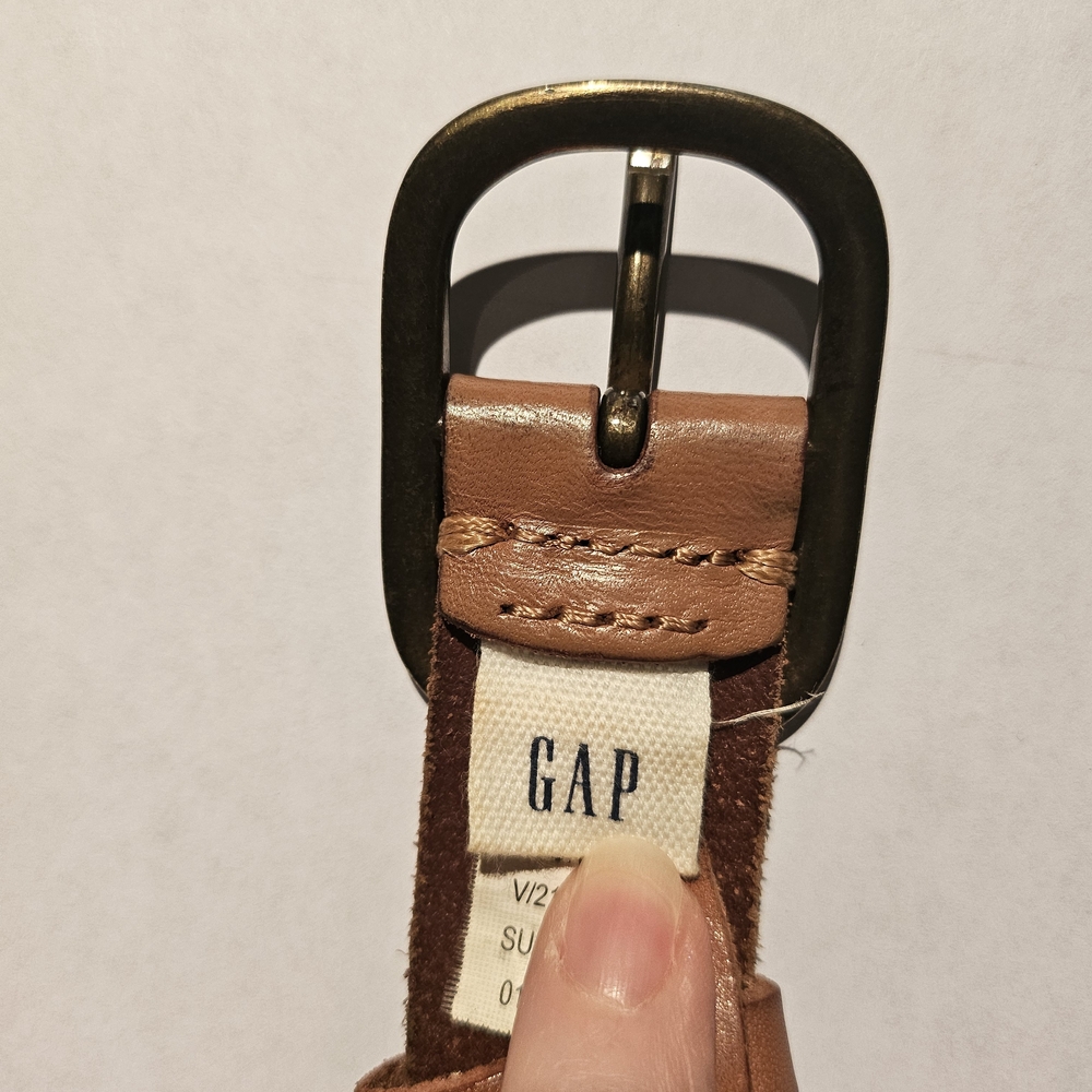GAP Tan Leather Belt with Brass Buckle